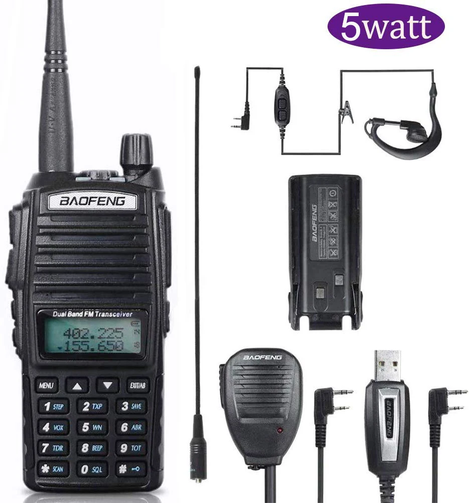 Портативная рация BaoFeng UV 82 5 Вт Ham Двухдиапазонная 136 174/400 520 МГц FM батарея 2800 мАч