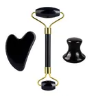 Скребок для гуаши черный обсидиановый, устройство для массажа лица, для подтяжки морщин