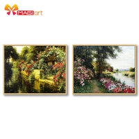 cross stitch kits embroidery needlework sets 11ct water soluble canvas patterns 14c full landscape flower garden ncms144