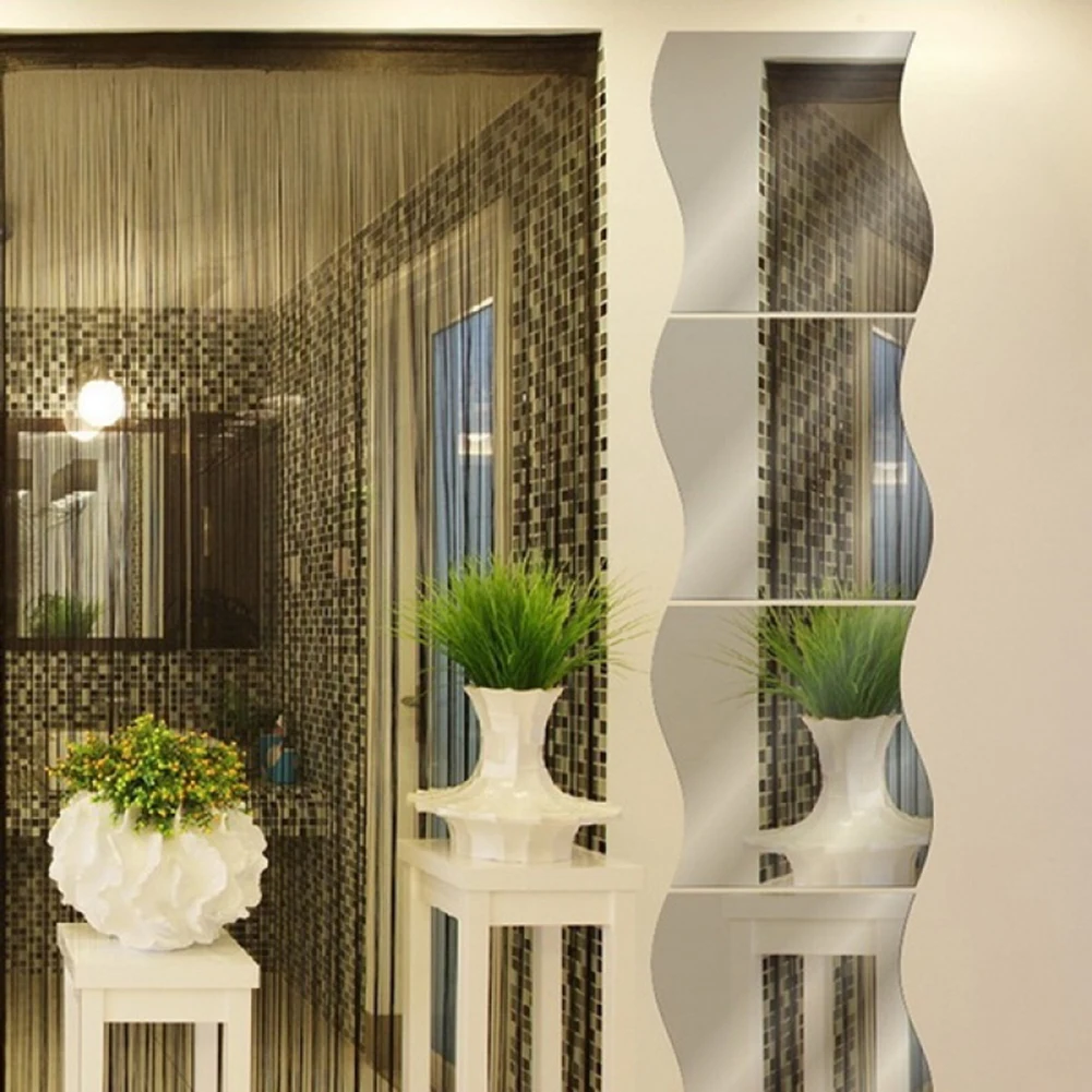 6 шт./компл. DIY съемные настенные Зеркальные Стикеры для домашней комнаты