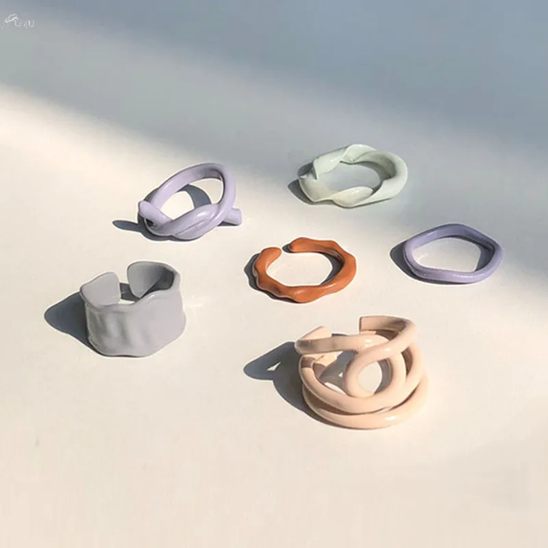 Женские кольца AOMU в Корейском стиле винтажные неправильной формы с эффектом