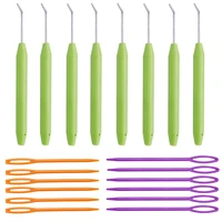 lmdz loom knit hook set 8 pcs green knitting loom hook with 12 pcs colorful plastic sewing needles for knitting boards