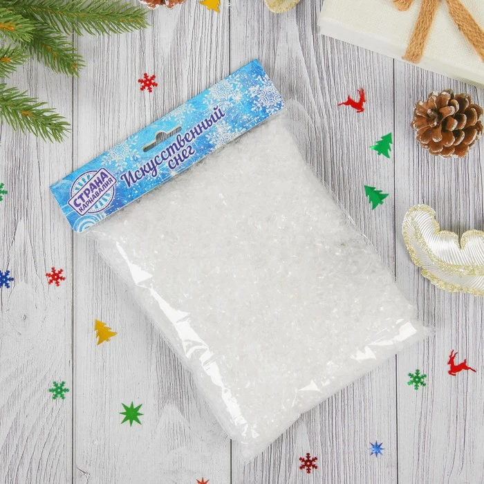 Искусственный снег 100 г прозрачный|Искусственный и снежинки| |