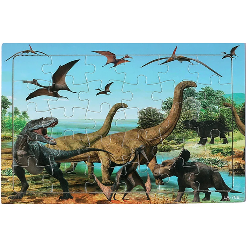 4 Style Jurassic Dinosaur Puzzle Wooden Preschool Kid Baby Jigsaw Puzzles Cartoon Learning Educational Christma Toy for Children | Игрушки и
