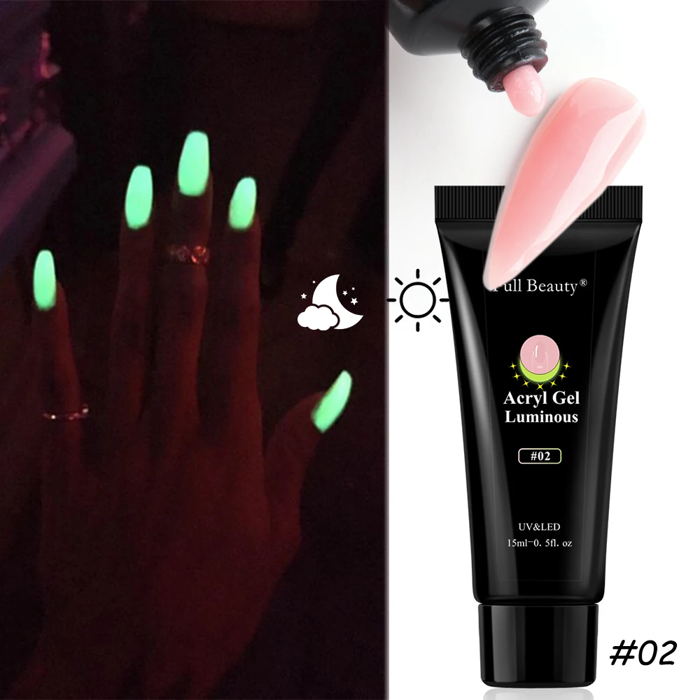 Набор для наращивания ногтей светящийся в темноте акриловый гель быстрое