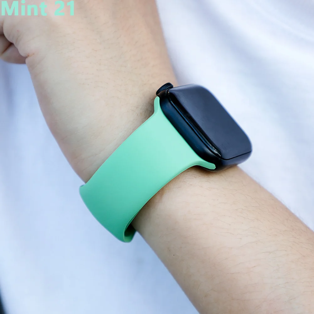 Ремешок для apple watch, ремешок для apple watch 5, 4, 3, iwatch, ремешок 42 мм, 44 мм, 38 мм, 40 мм, браслет Correa, силиконовый ремешок для часов, ремень, аксессуары - Цвет ремешка: Mint 21