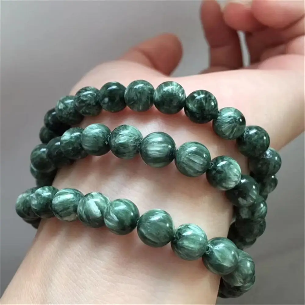 Топ натуральный зеленый Серафинит браслет для женщин мужчин кристалл