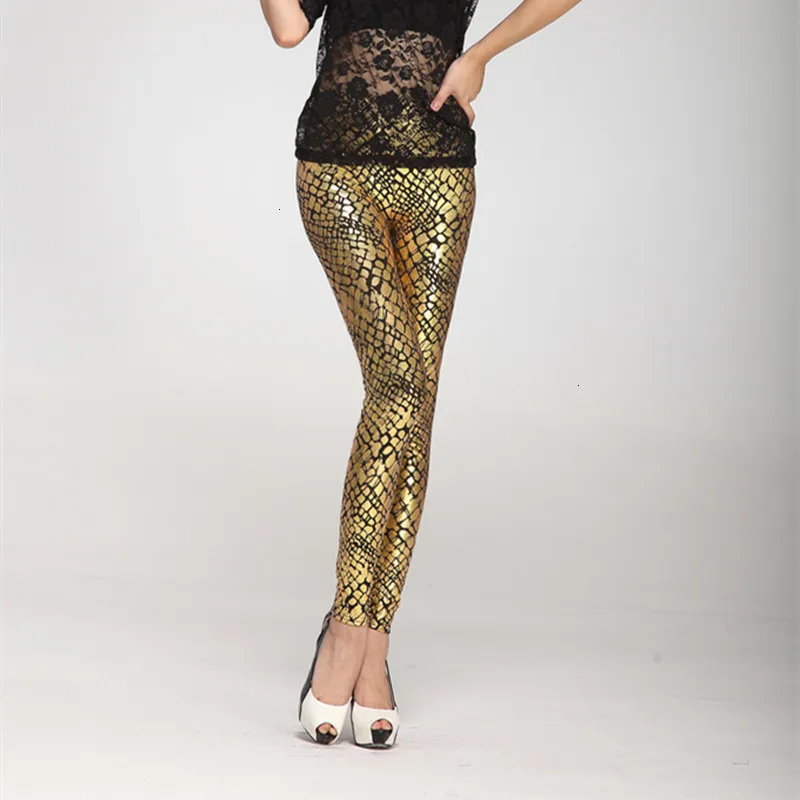 ms ragdoll Sexy Shiny Gold Snake Print Causal Push Up Leggings Women High Elastic Waist Fitness Leggins Mujer Skinny Pant Autumn | Женская