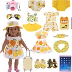 Милая Одежда для новорожденных, платье, шляпа, туфелька и очки для 18 дюймов, 43 см и аксессуары для куклы реборн дюйма, подарки на день рождения девочки