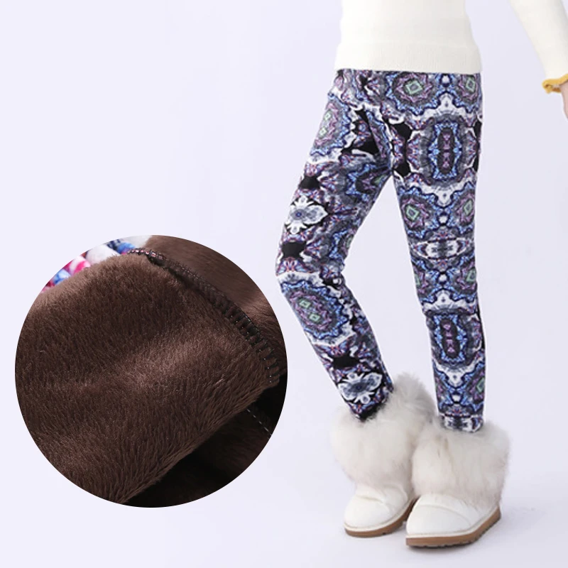 Зимние штаны для девочек Детские флисовые леггинсы Брюки Сезон осень зима Теплые