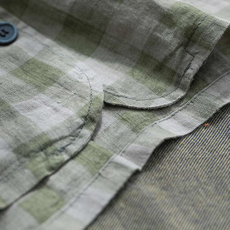 

Women Cotton Linen Vest Outwear V Neck Plaids Female for Spring Rero Vintage Loose New Sleeveless Jacket B04051544