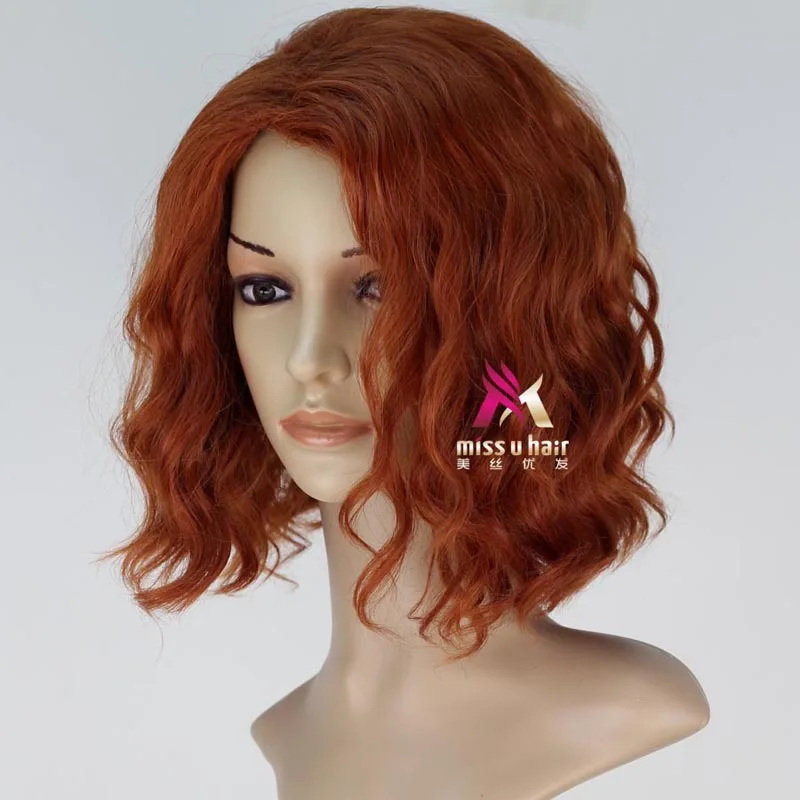Halloween women Captain America Black Widow orange wig Scarlett Johansson wavy styled hair | Тематическая одежда и