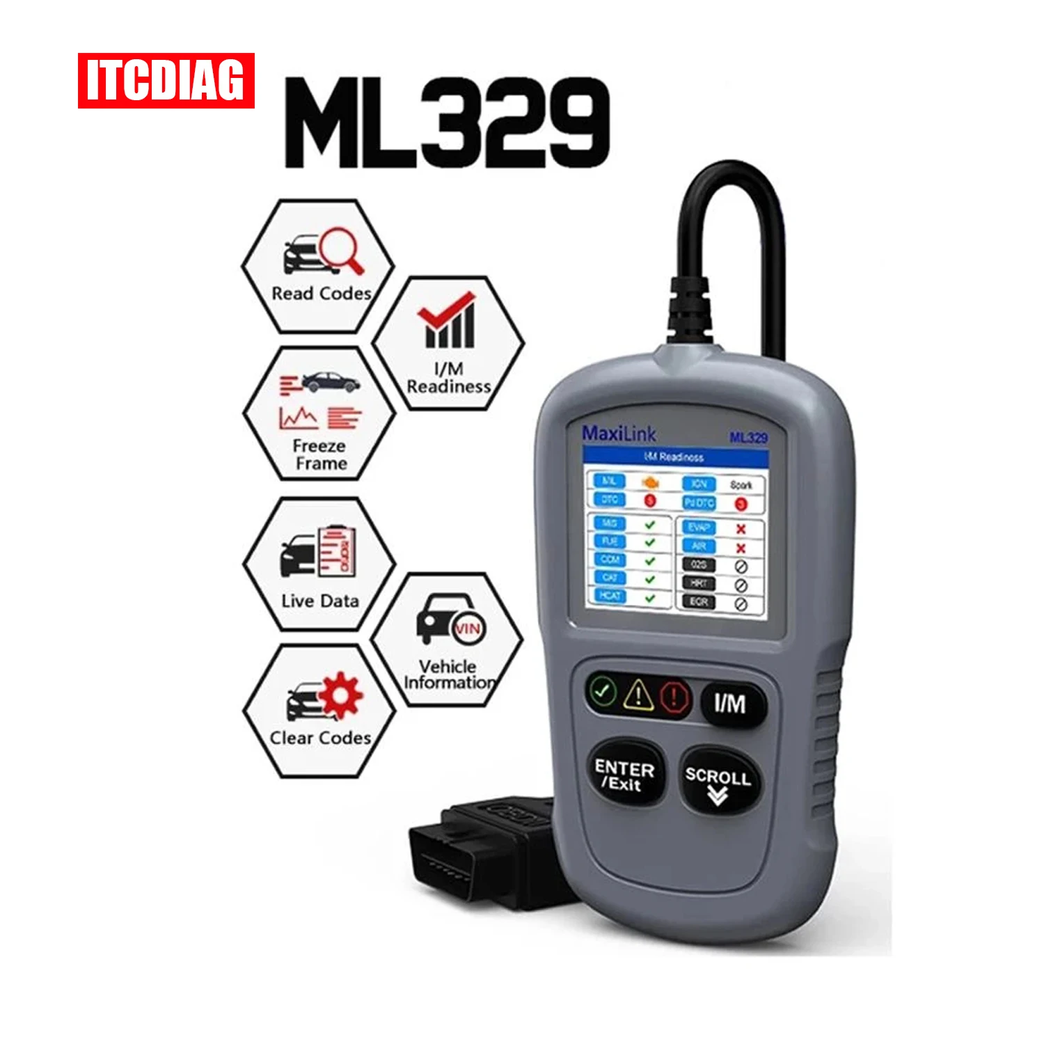

Autel MaxiLink ML329 OBD2 сканер Авто OBD 2 считыватель кодов AutoVIN автомобильный диагностический инструмент с одним нажатием I/M клавиша готовности pk AL319