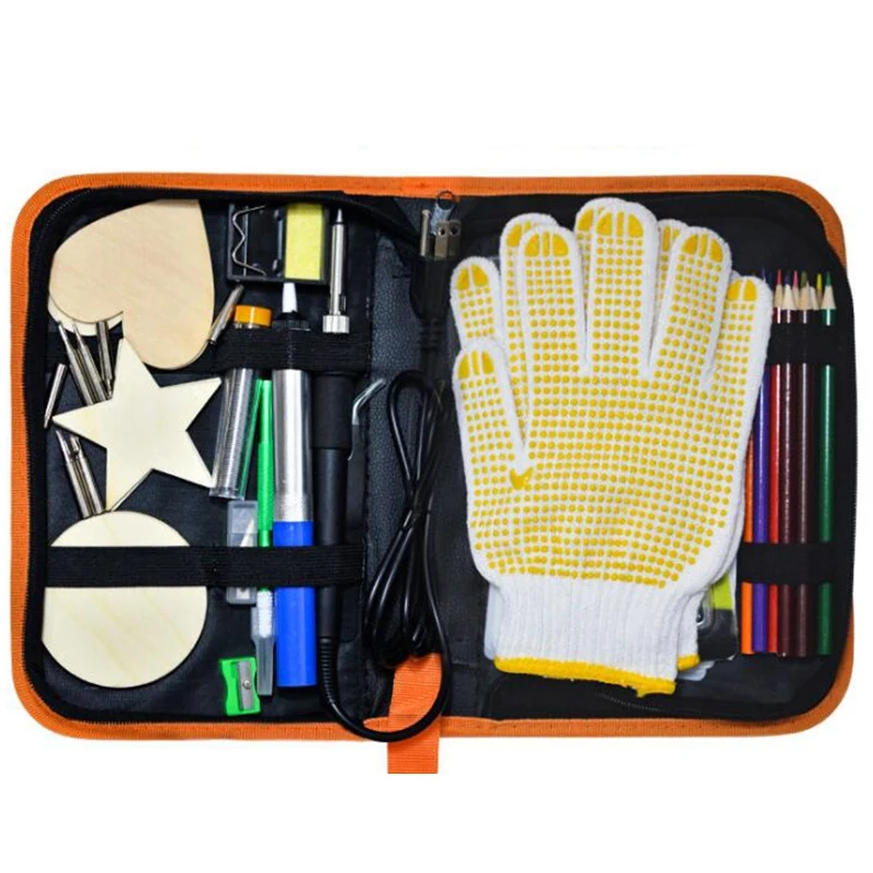 

EU Plug,60W Digital Display Internal Heat Adjustable Electric Soldering Iron Set 79 Piece Set Pyrography Set