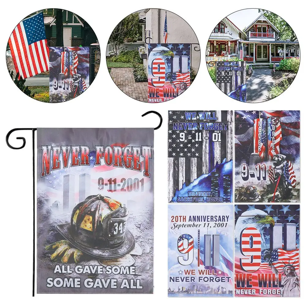 

Outdoor Decoration We Will Never Forget Banner 9/11 20th Anniversary September 11th Memorial Flags 911 Garden Flag