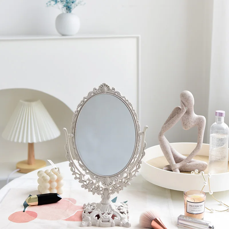 

hot sale Nordic Style Vintage Embossed Makeup Mirror Home Decor Ornaments Bedroom Living Room Decoration Accessories