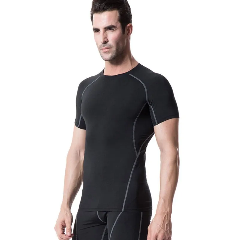 Мужская облегающая футболка для бега компрессионная быстросохнущая Спортивная