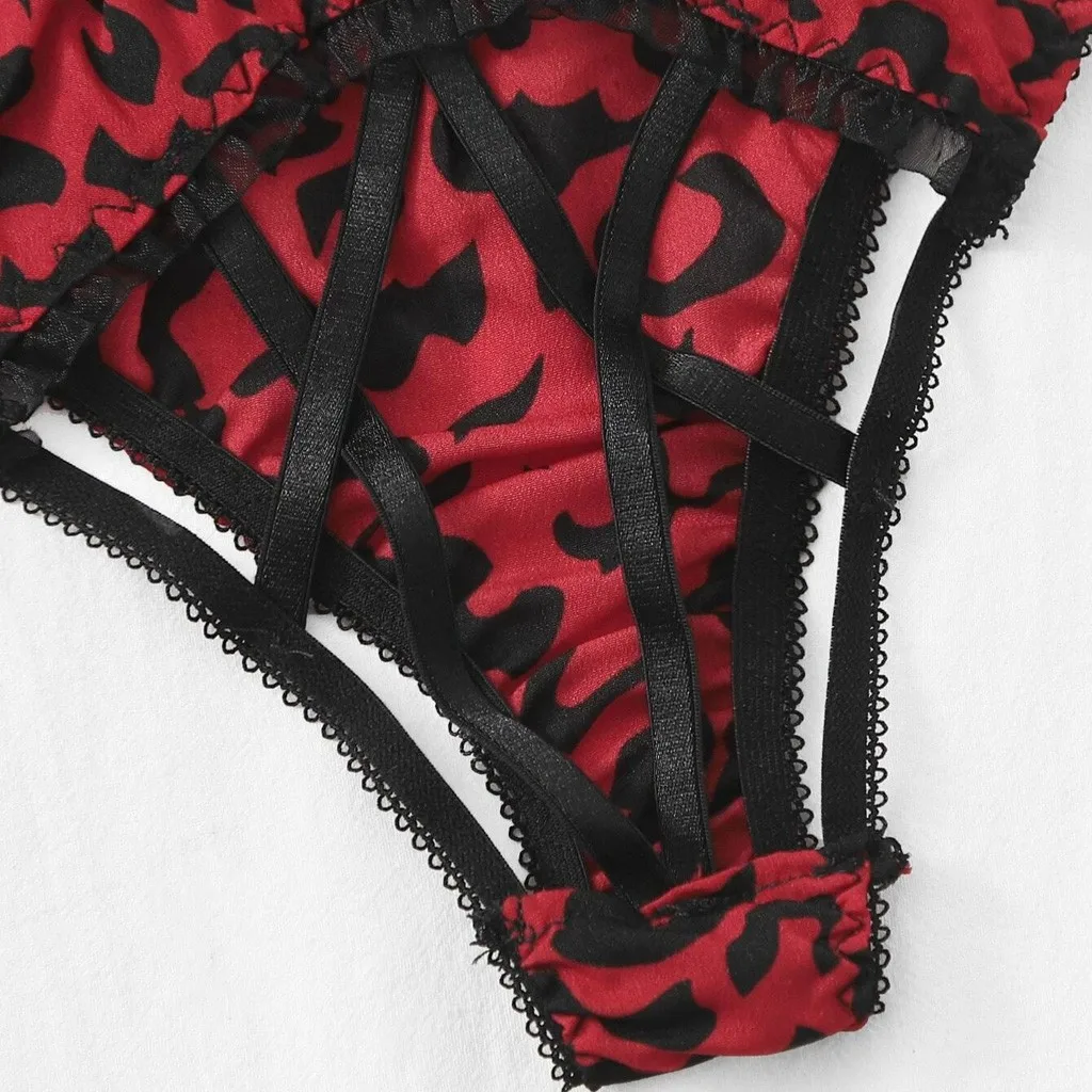 

Leopard Sexy Lingerie Set Women Sexy Underwear Hollow Lace Porno Bra Crotchless Briefs Langerie Babydoll Lenceria Erotica Mujer
