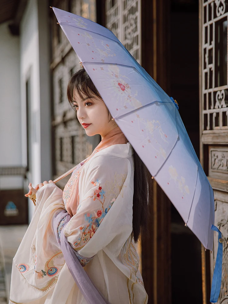 Большой китайский роскошный зонт винтажный женский с защитой от солнца УФ лучей