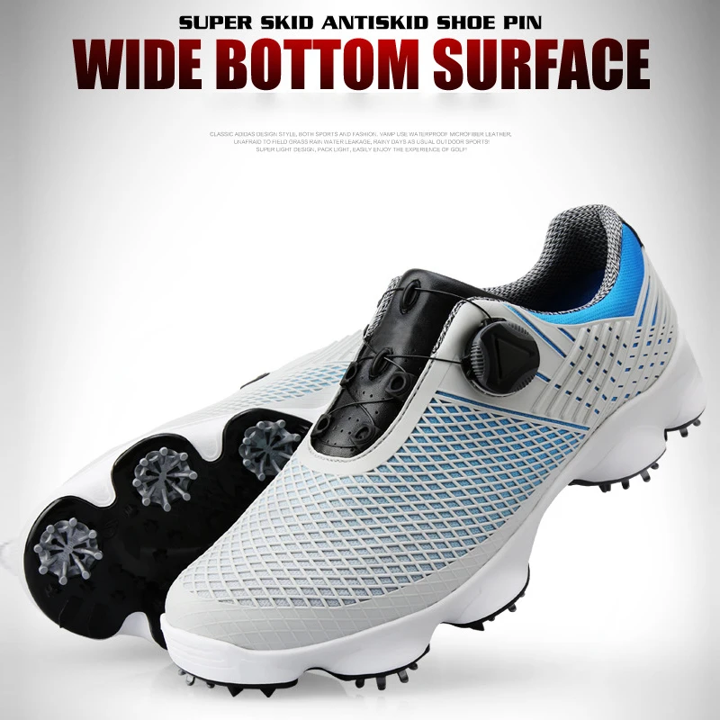 

Golf Men Shoes Non-slip Breathable Waterproof Rotating Shoelaces Sports Spiked Trainers Golf Shoes WHShopping