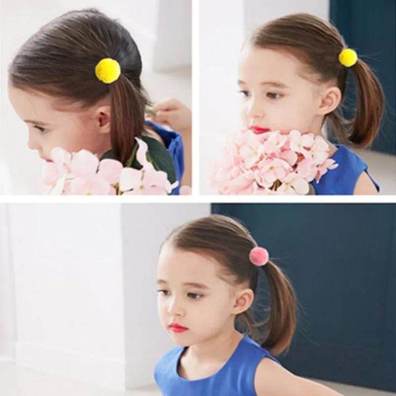 2 шт./лот пушистые повязки для волос с помпонами аксессуары на голову резинки