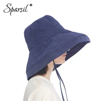 sparsil women sun hat fashionable super wide brim fold bucket cap fedoras beach wedding summer solid color floppy sun hats rope