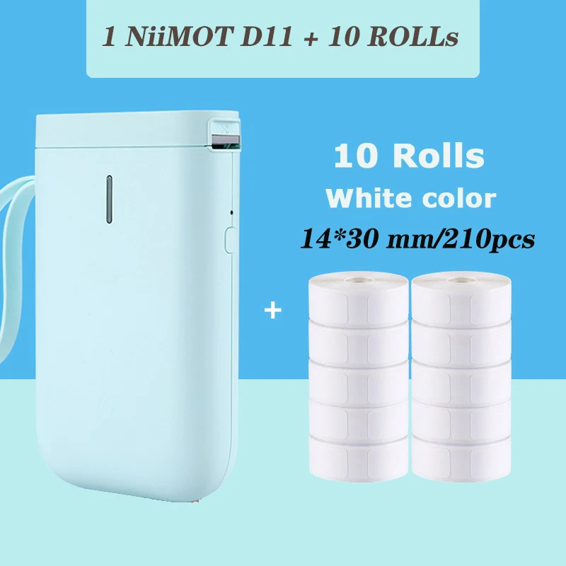 

Niimbot D11/D110, 10 рулонов белых этикеток, прайс-наклейка, мини портативный термопринтер для этикеток для дома и офиса