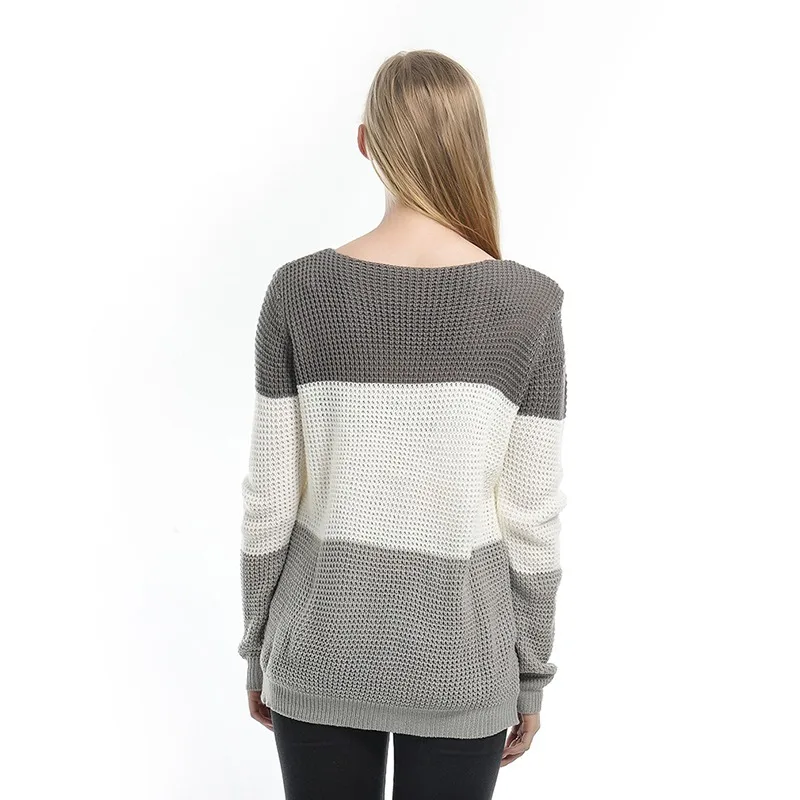 

Patchwork sweater jumper knitwear 2021 fashion slim women's sweaters and pullovers female tops