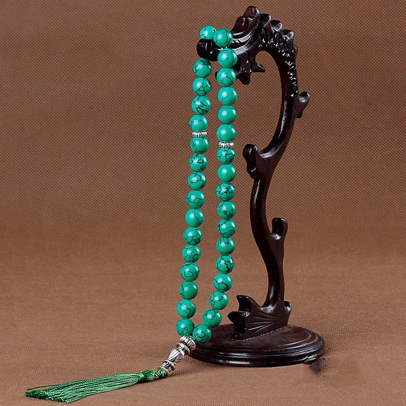Tesbih исламские молитвенные Бусы Tasbih мусульманские молитвенные четки из бусин очаровательные ювелирные изделия натуральный агатовый камень браслет - Окраска металла: 10mm 33pcs