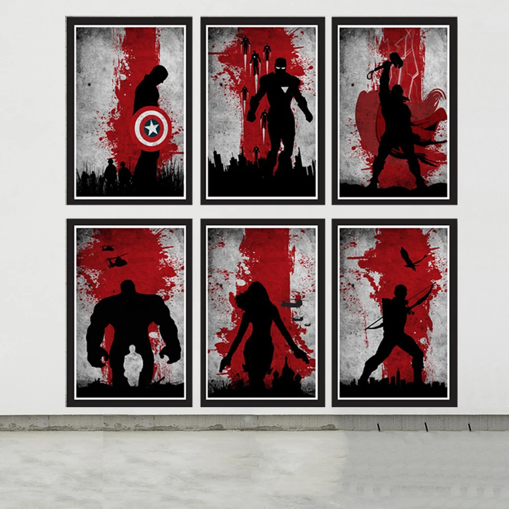 

Marvel Vintage Avengers Movie Canvas Poster Superhero Black Widow Loki Captain America Print Painting Wall Art Home Decoration