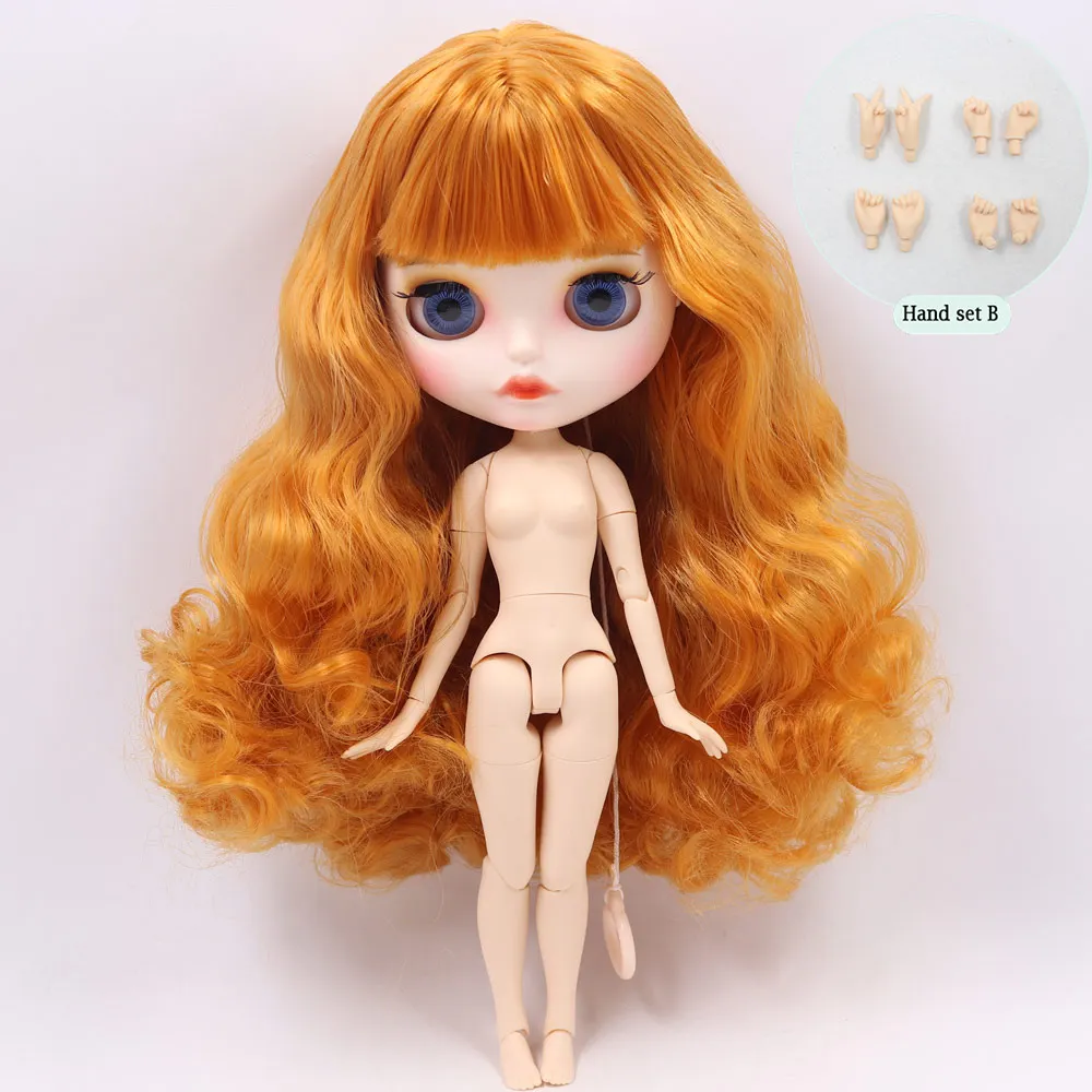 B doll with hand B ICY Nude Blyth кукла на заказ № BL0145 оранжевый коричневый волосы индивидуальные резные губы лицо 1/6 bjd, pullip, licca, jerryberry - Цвет: B doll with hand B