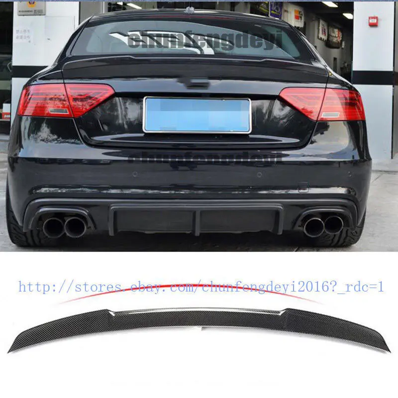 Углеродное волокно авто спойлер заднего багажника, крыла губ Подходит для Audi A5 S5 седан 2009