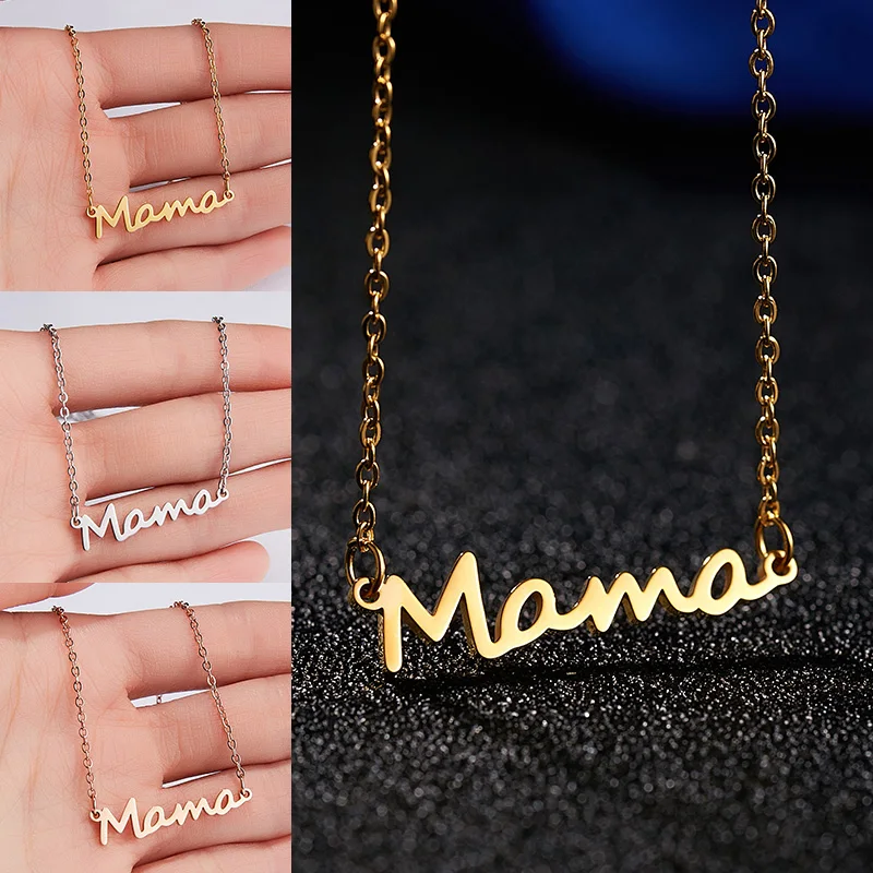 Ожерелье с подвеской в виде буквы Mama из нержавеющей стали цепочка замком