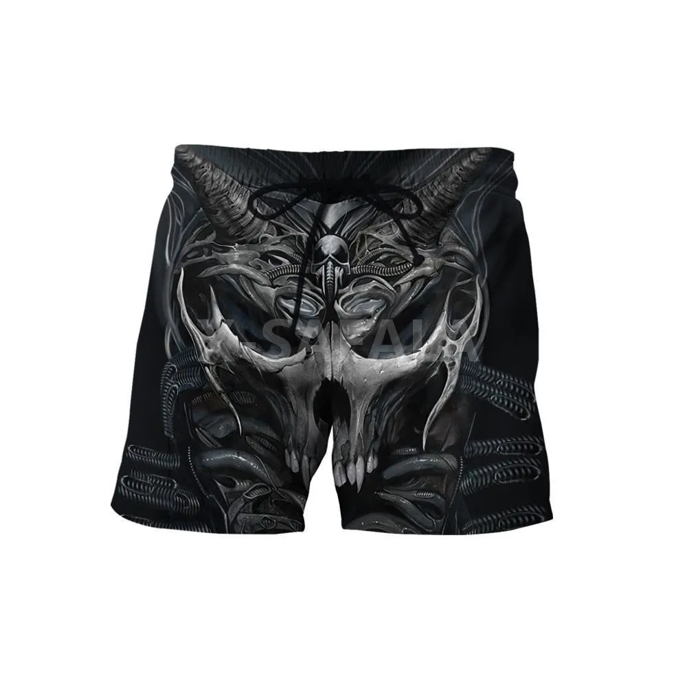 

Trippy Skull Head Fire 3D Print Mens Shorts Unisex Streetwear Elastic Waist Shorts Summer Beach Harajuku Casual Drawstring-2