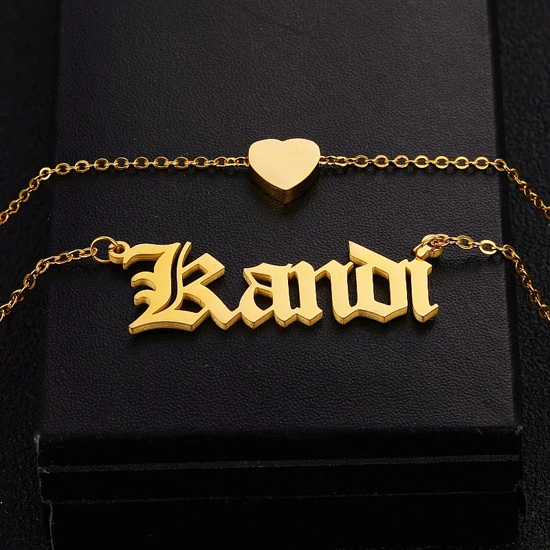 Персонализированные золотые ожерелья из нержавеющей стали с надписью Love Heart для