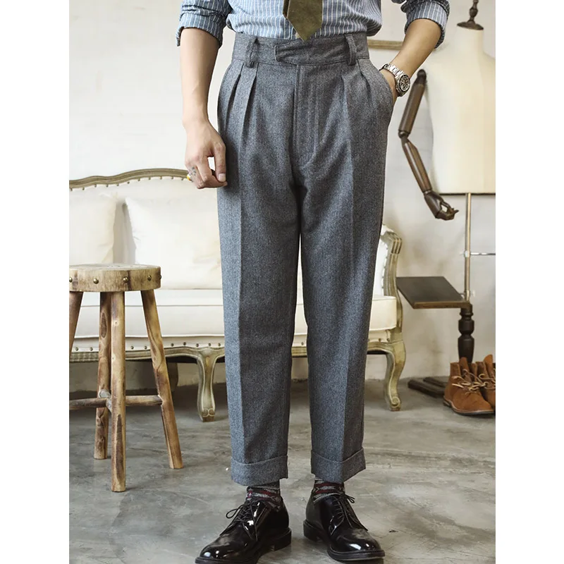 CK-0009 High Quality Super Warm Mens Vintage Casual Style 400 Gsm 75% Wool Gurkha Pants