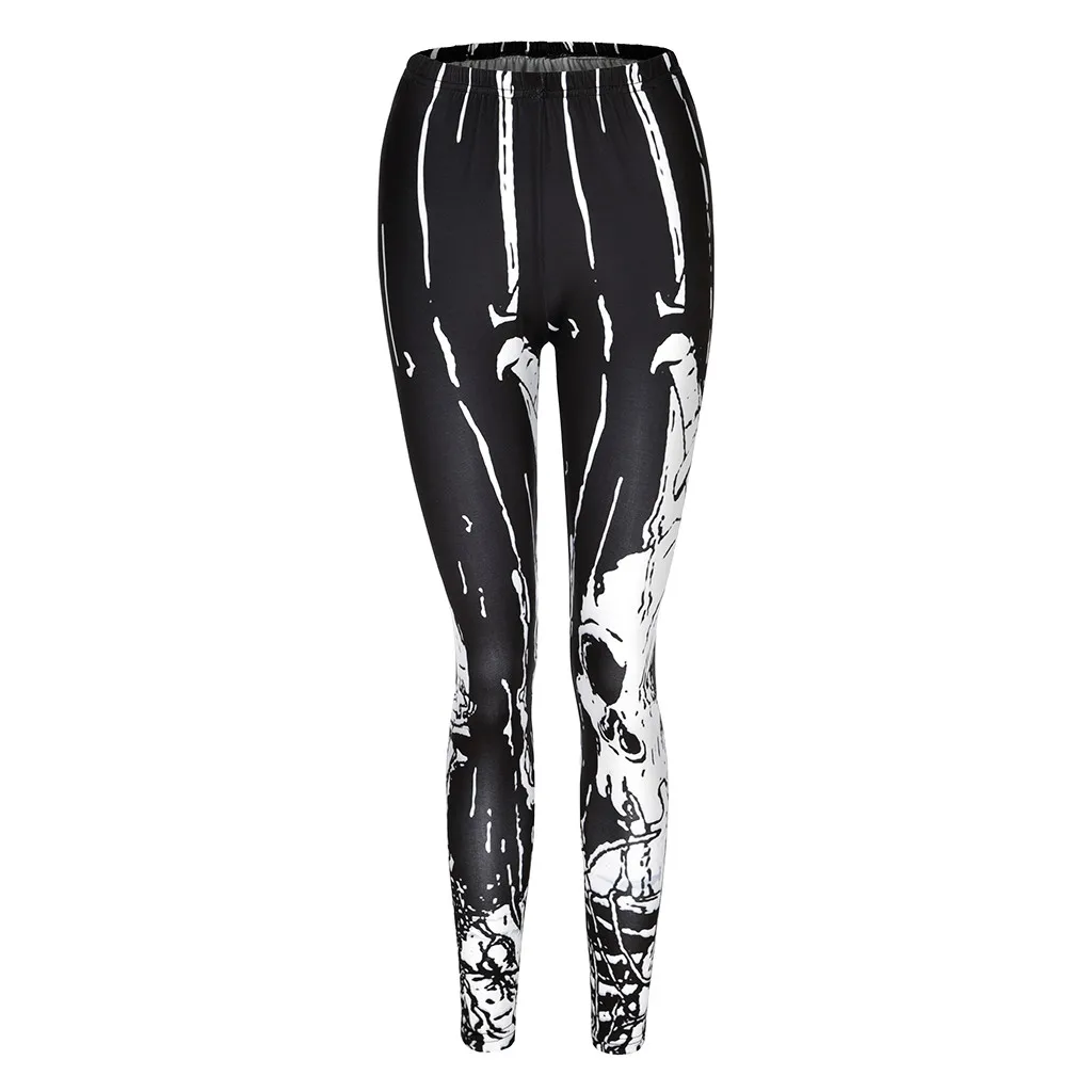 JAYCOSIN Women Ladies Skeleton Printed Fitness Halloween Leggings Stretch Pants Trousers Micro-elastic Sports Fashion | Женская одежда