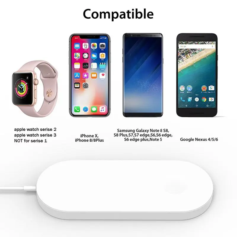 Airpower для iWatch 2 3 QI Беспроводное зарядное устройство iPhone X 8 8plus Быстрая зарядка Pad Apple