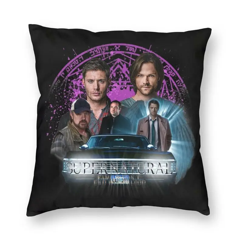 

Supernatural Family Dont End With Blood Throw Pillow Case Home Decor Square TV Winchester Creed Cushion Cover 40x40 for Sofa Car