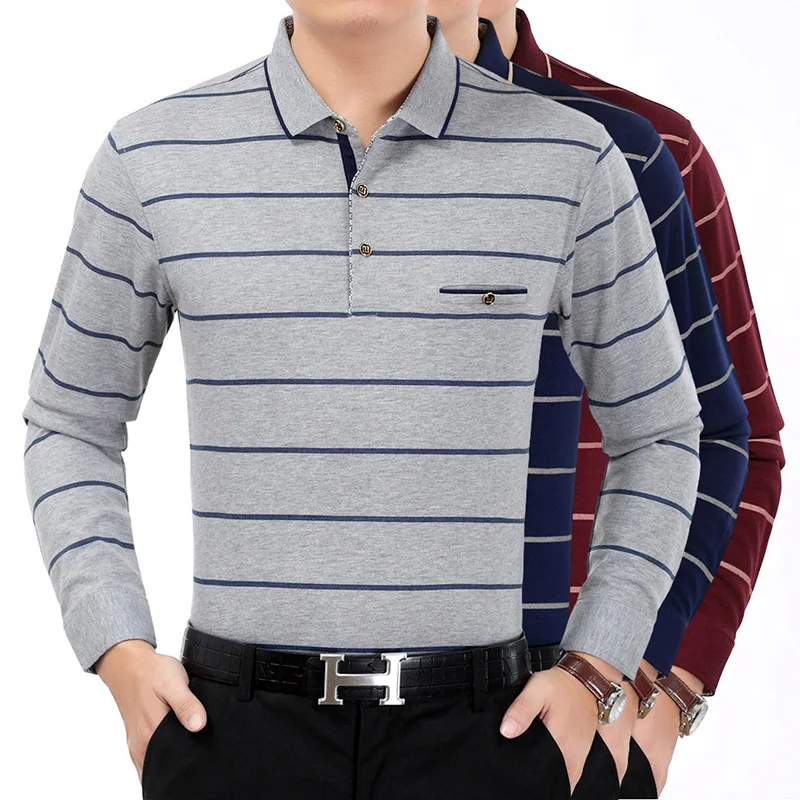 Мужская рубашка поло с карманами в деловом стиле Повседневная длинными рукавами