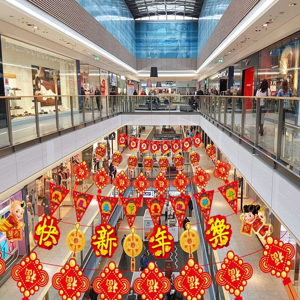 

Праздничный декор, украшения в китайском стиле, Висячие флаги, мультяшный баннер, праздничные флажки, баннеры, тяните флаг