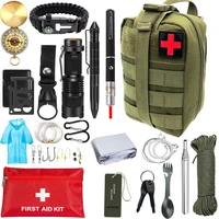 outdoor survival kit portable first aid tourism equipment camping tools emergency hiking kit whistle rescue tactical pen