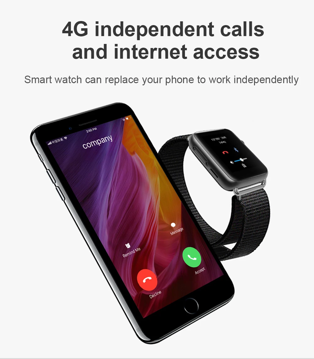 LEMFO LEM10 4G Smart Watch 1.82 inch Big Screen Android 7.1 3G RAM 32G ROM LTE 4G Sim Camera GPS WIFI Heart Rate Men Women
