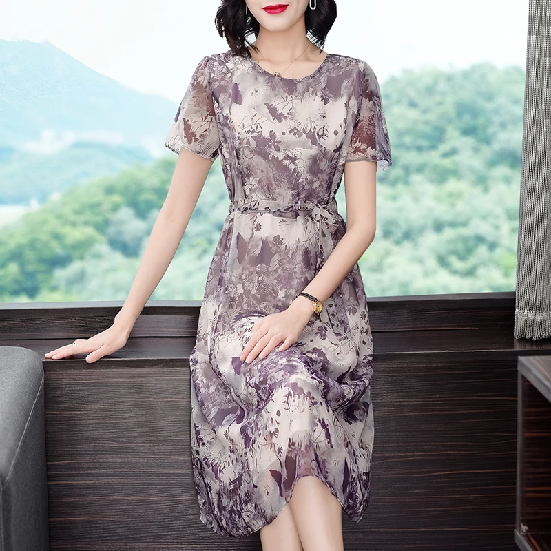 Прямая продажа шелковое платье с принтом благородное Лето 2020 новое французское