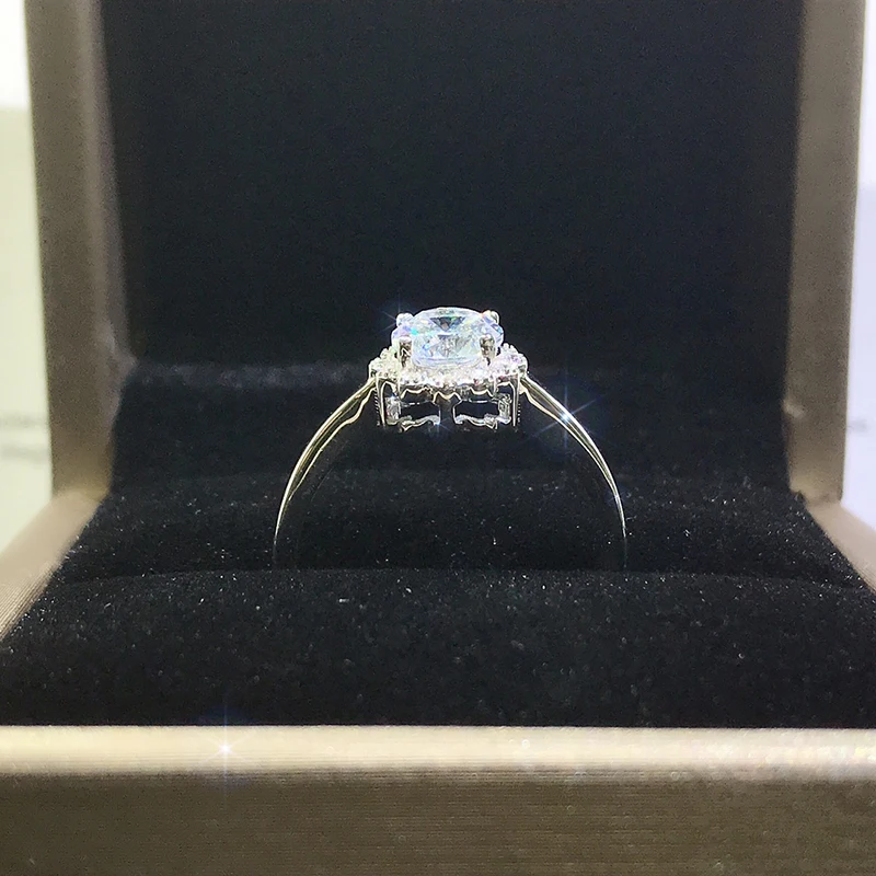 

Luxury fashion wedding engagement anniversary ring 1 card 2 card D color moissanite ring