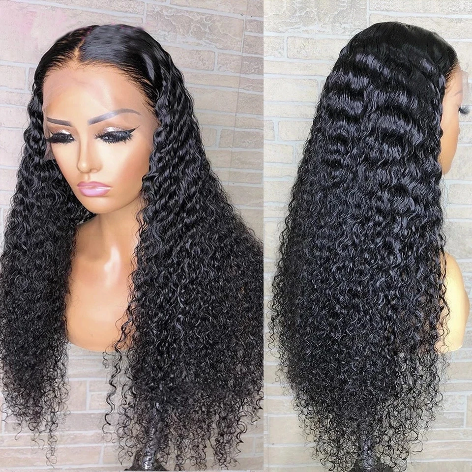

Glueless Deep Wave Natural Color Synthetic Hair Wigs with Baby Hair Long Curly 26Inches Daily Wear Lace Front Wigs for Women
