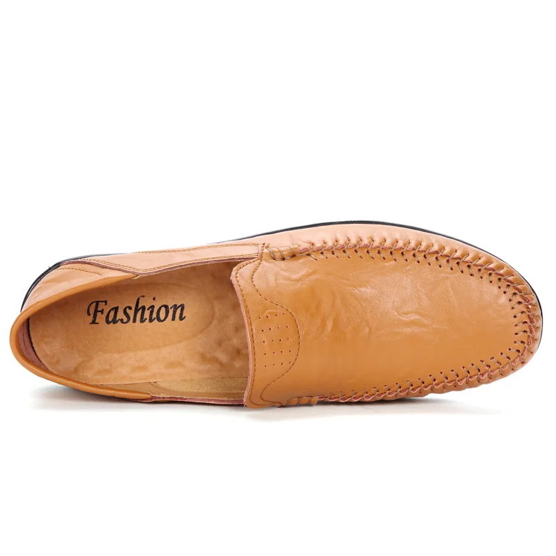 Роскошные Летние кожаные туфли типа мокасин для мужчин на плоской подошве обувь