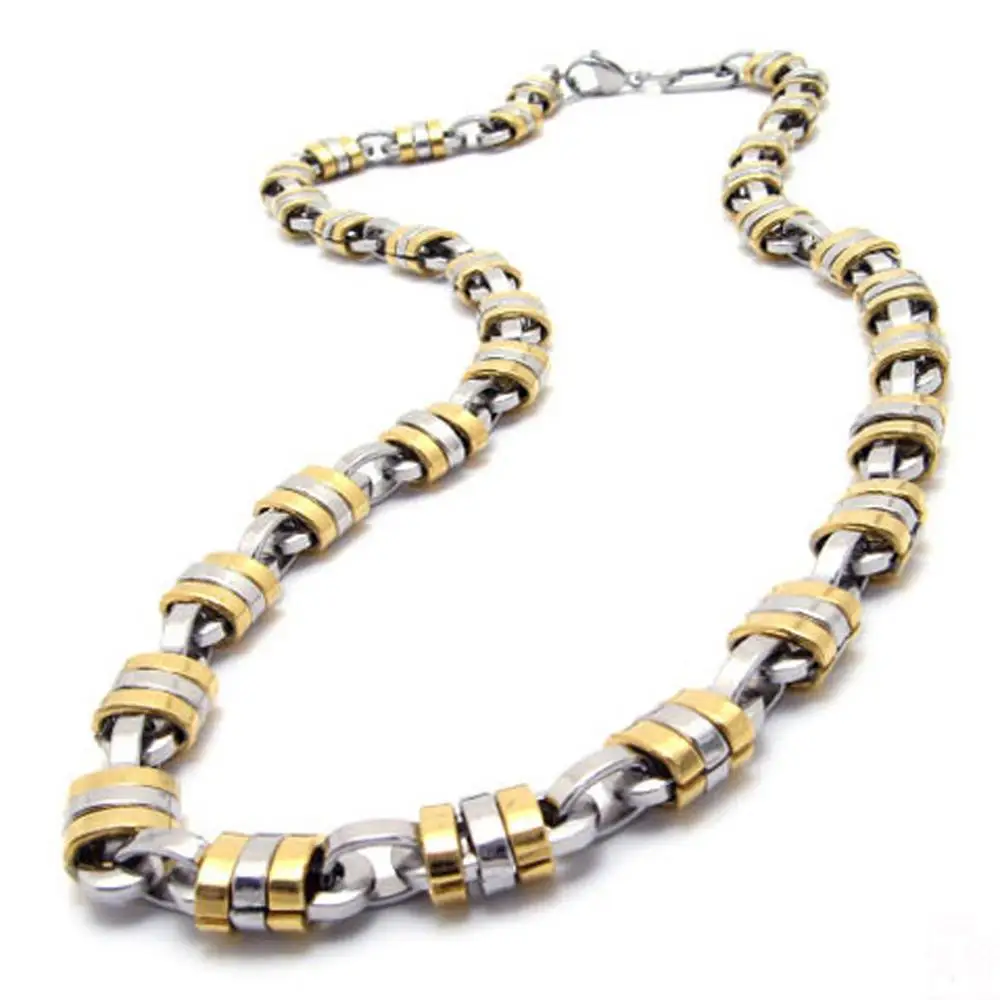 Tisnium двухцветное Золотое ожерелье из нержавеющей стали для мужчин и женщин с
