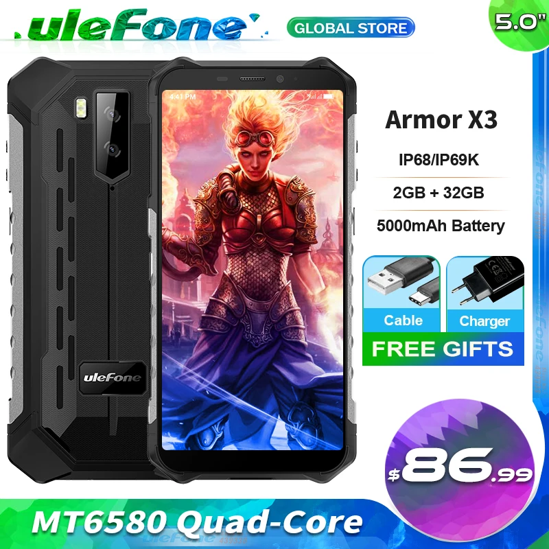Ulefone Power X3 5 &quot ВЫСОКАЯ ЧЁТКОСТЬ IP68 Водонепроницаемый смартфон 2 Гб оперативной