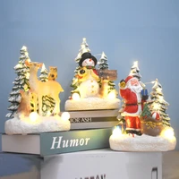christmas glowing music ornaments resin santa claussnowmandeer christmas decorations resin desktop ornament1
